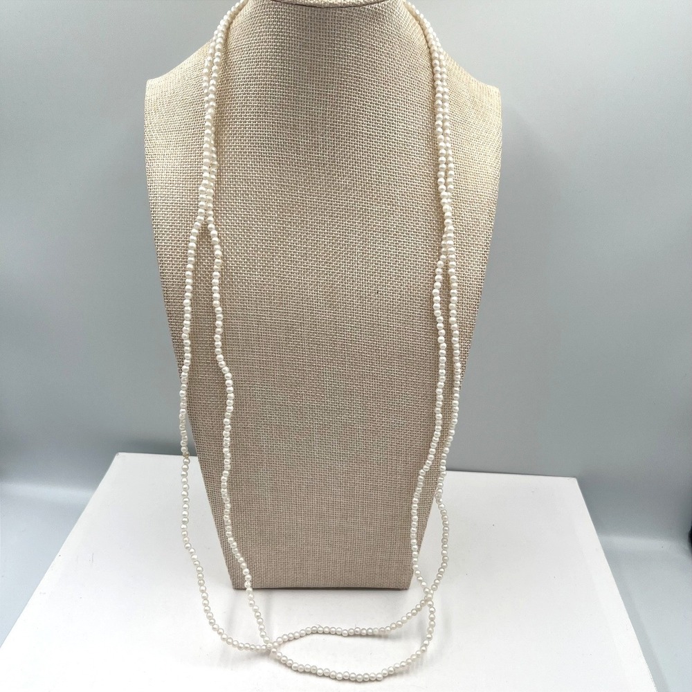 Vintage White Faux Pearl Necklace‎ Long Strand Costume Jewelry Wedding Statement